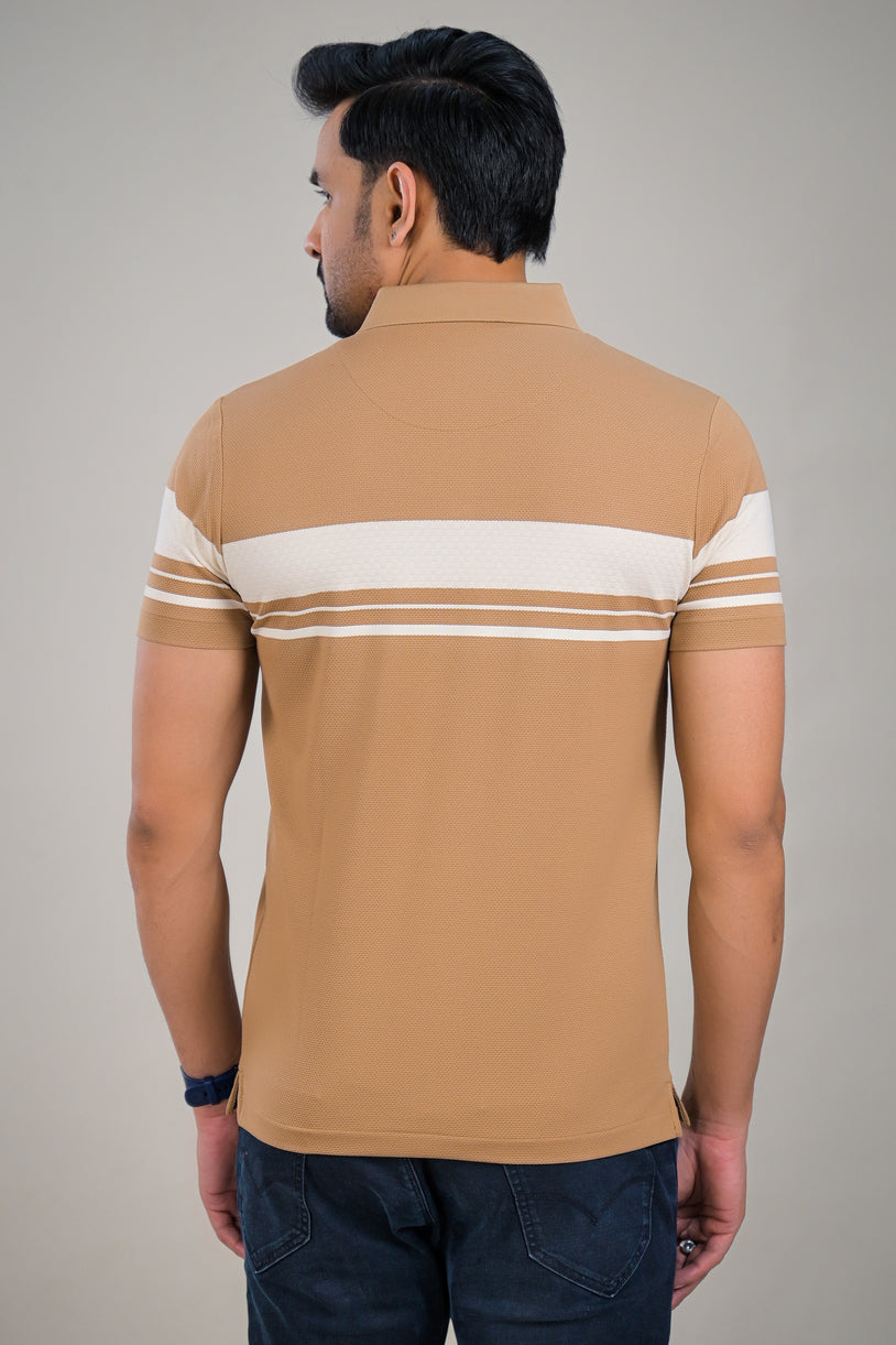US Polo Mens Textured Knit Polo with Contrast Chest Stripe t-shirt