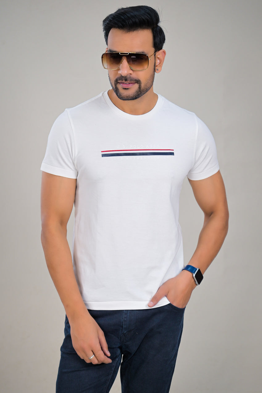 US Polo Mens crew Neck with Chest Stripe t-shirt