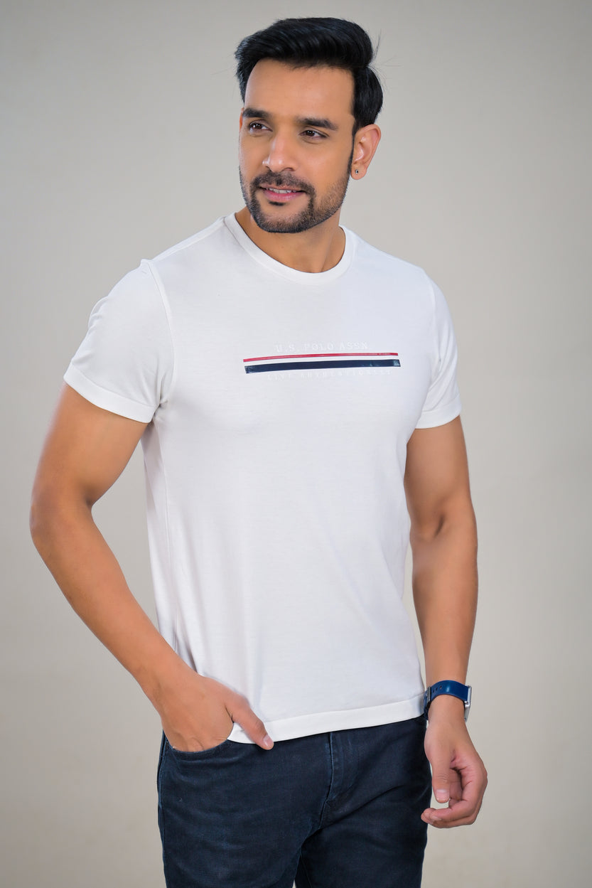 US Polo Mens crew Neck with Chest Stripe t-shirt