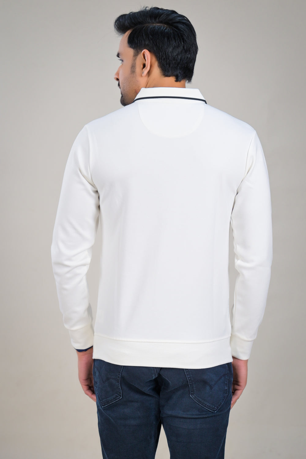 US Polo Mens Textured Long Sleeve Polo with Contrast Collar t-shirt
