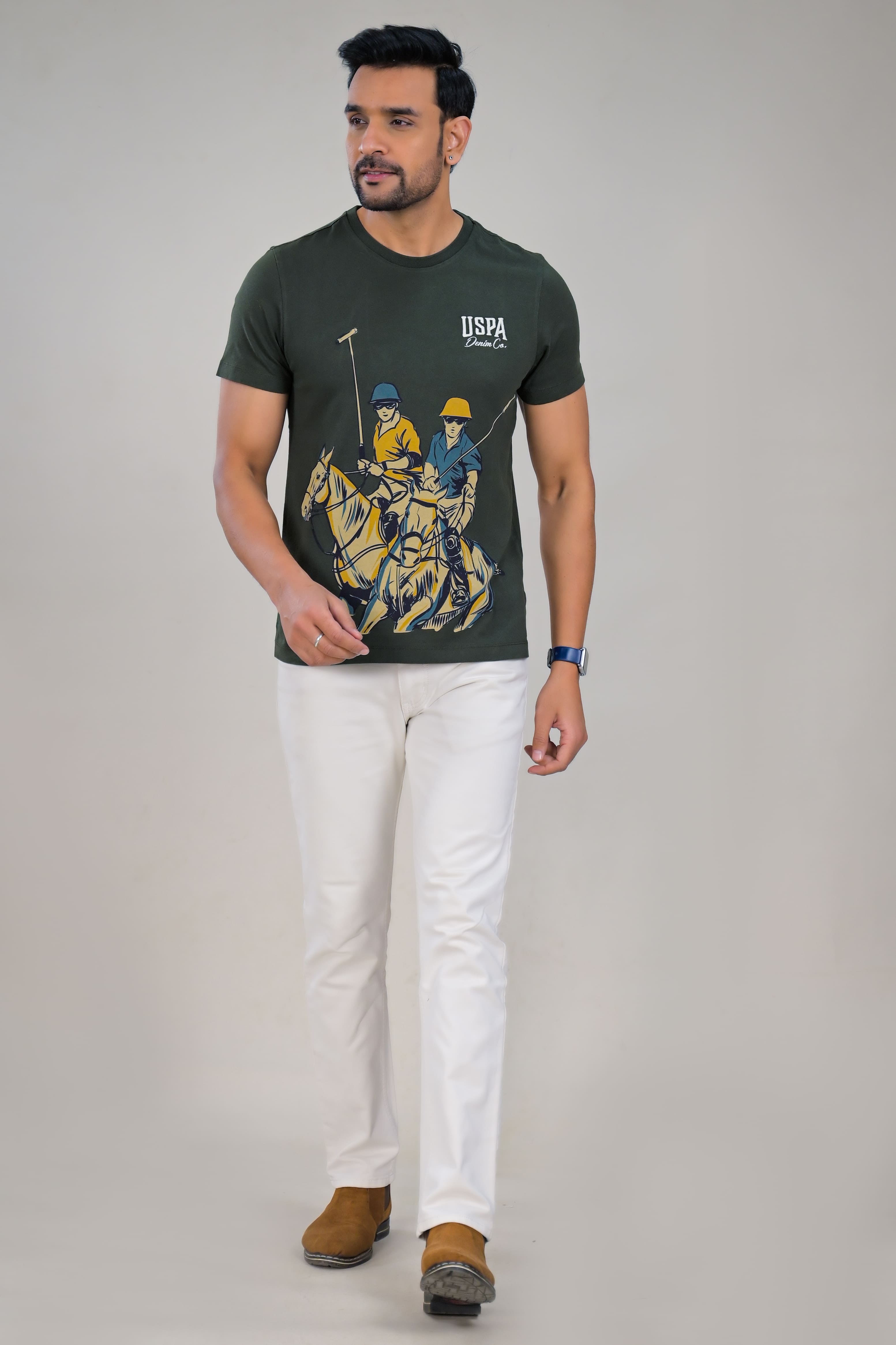 US Polo Mens Graphic Print Round Neck T-Shirt
