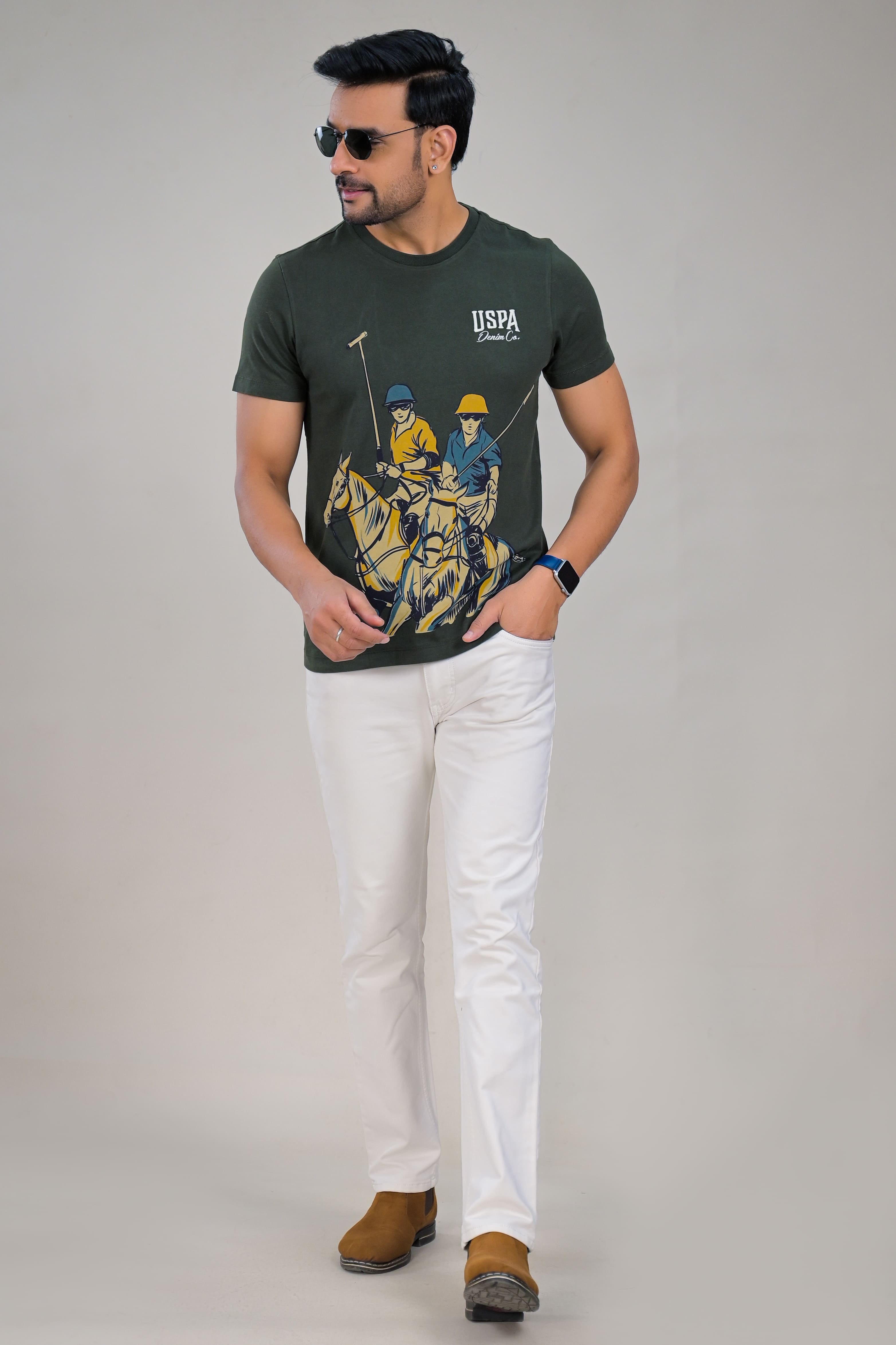 US Polo Mens Graphic Print Round Neck T-Shirt