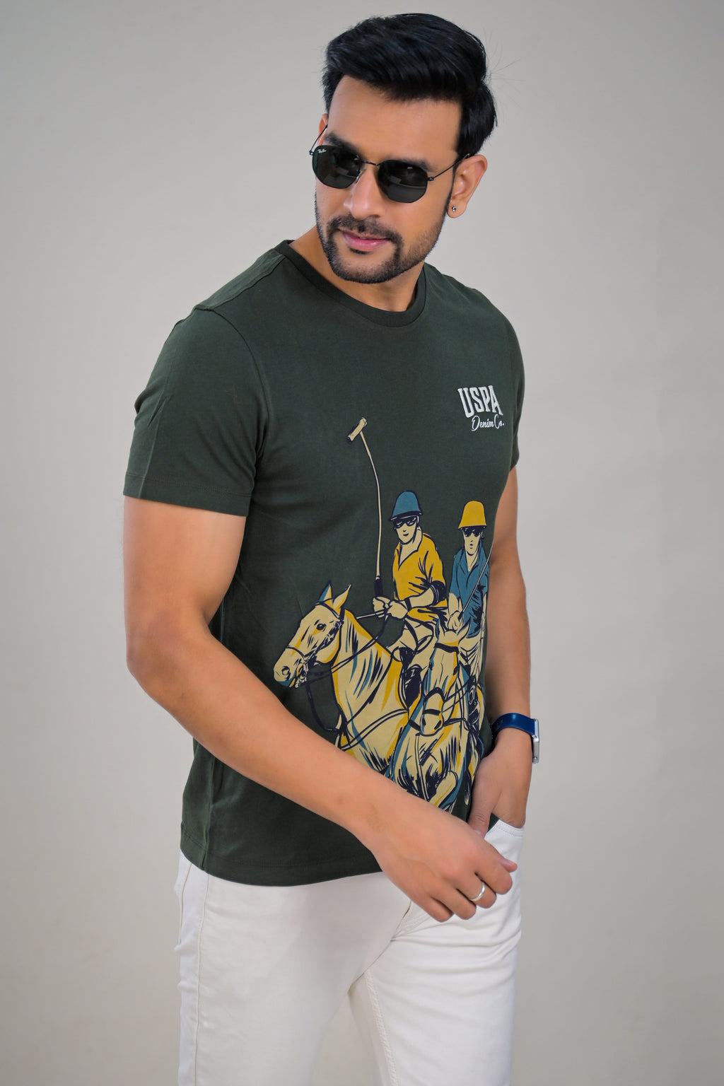 US Polo Mens Graphic Print Round Neck T-Shirt