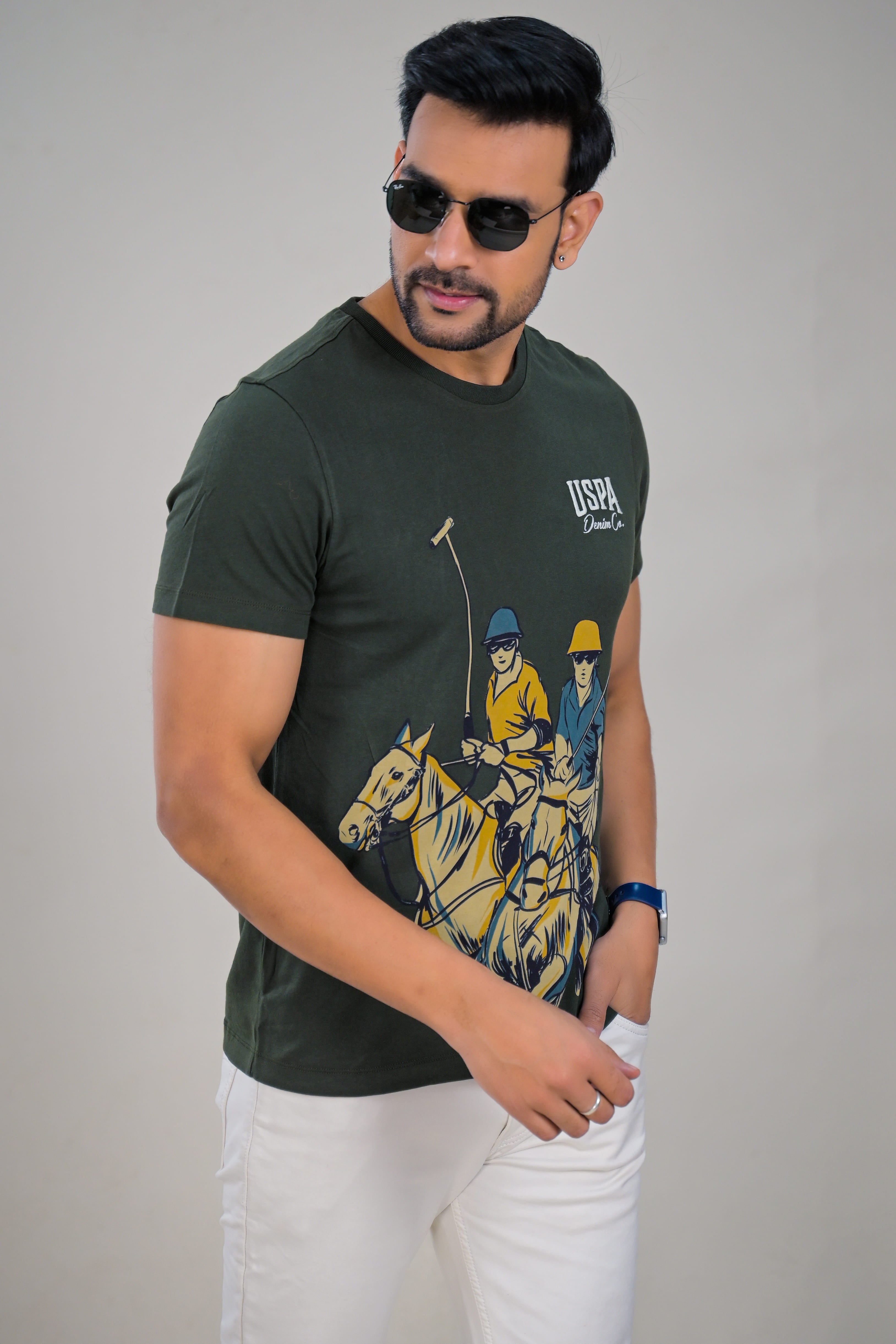 US Polo Mens Graphic Print Round Neck T-Shirt