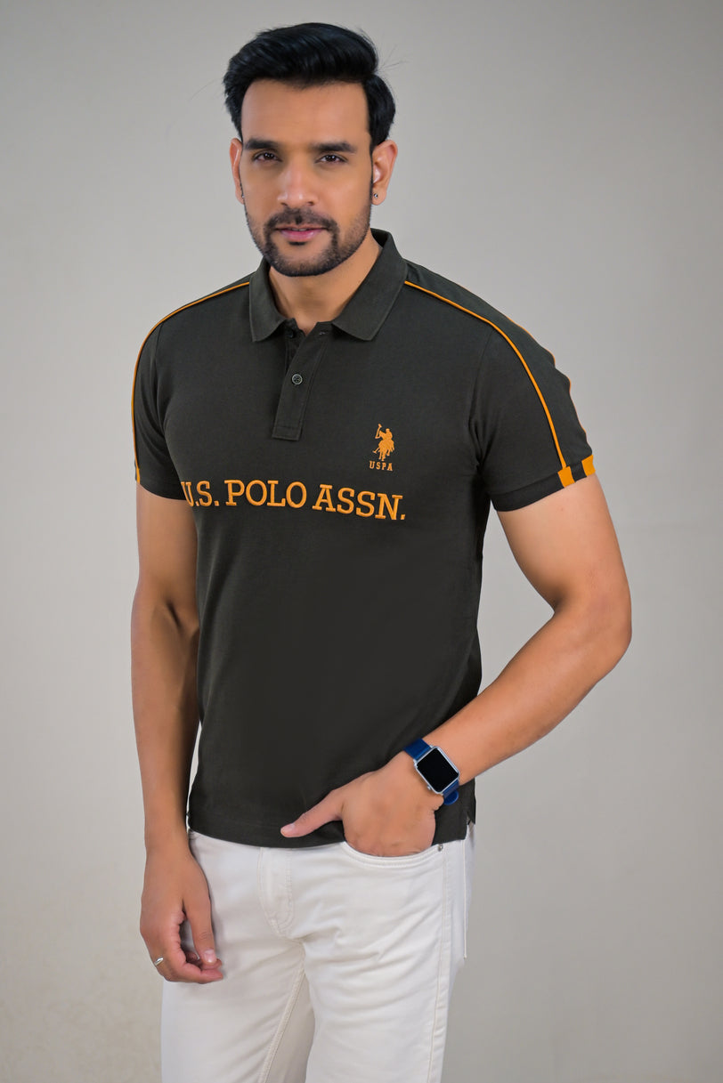 US Polo Mens Textured Logo Print Polo t-shirt