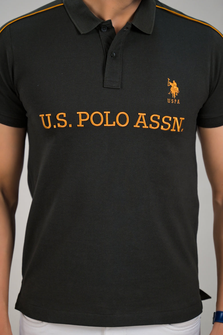 US Polo Mens Textured Logo Print Polo t-shirt