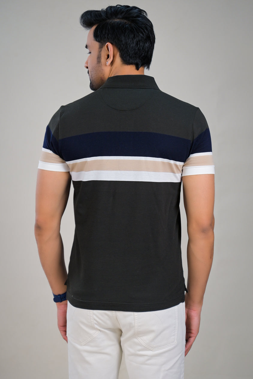US Polo Mens Color Block Polo Neck Half Sleeve T-Shirt