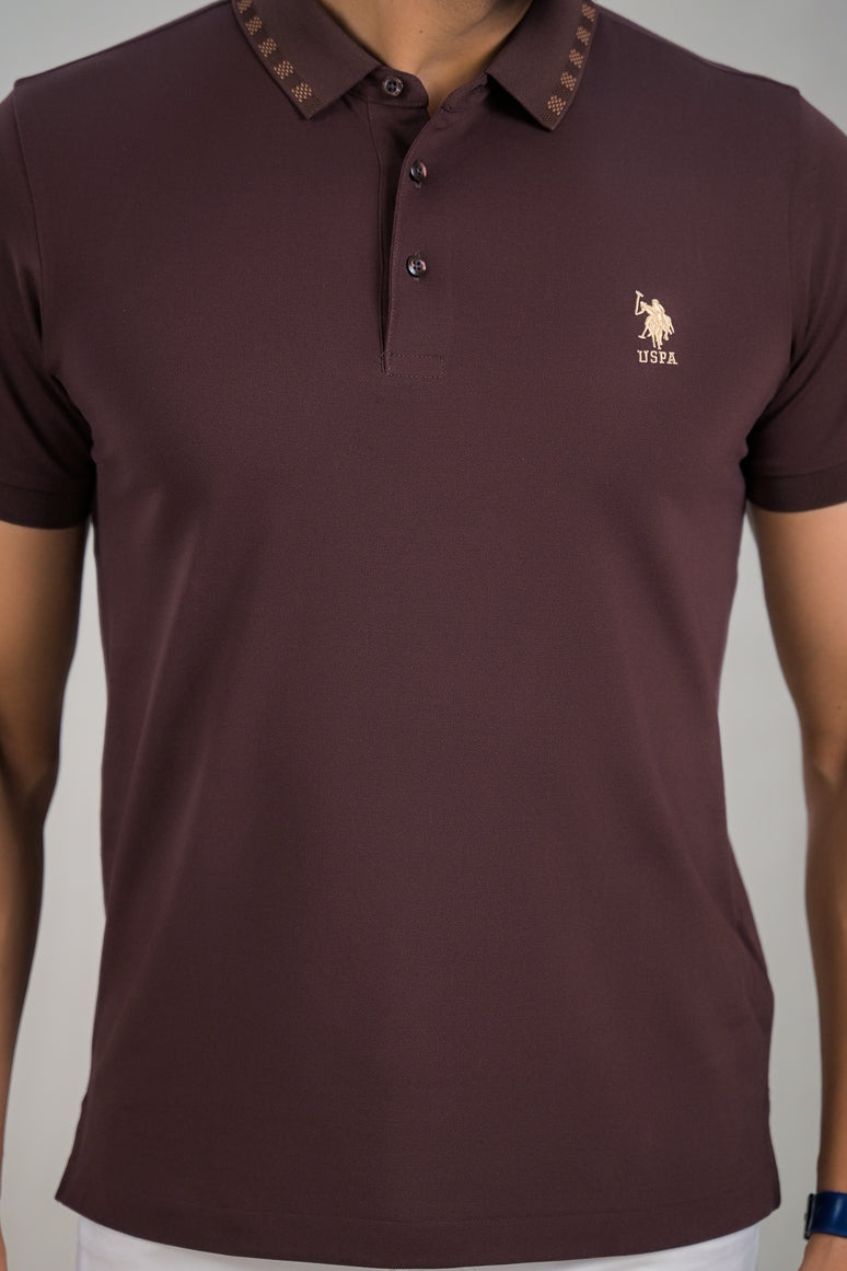 US Polo Mens Textured Polo Neck T-Shirt