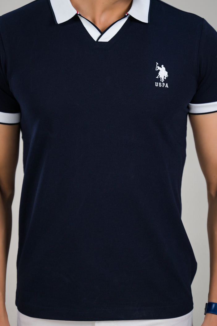 US Polo Mens Contrast Collar Polo T-Shirt