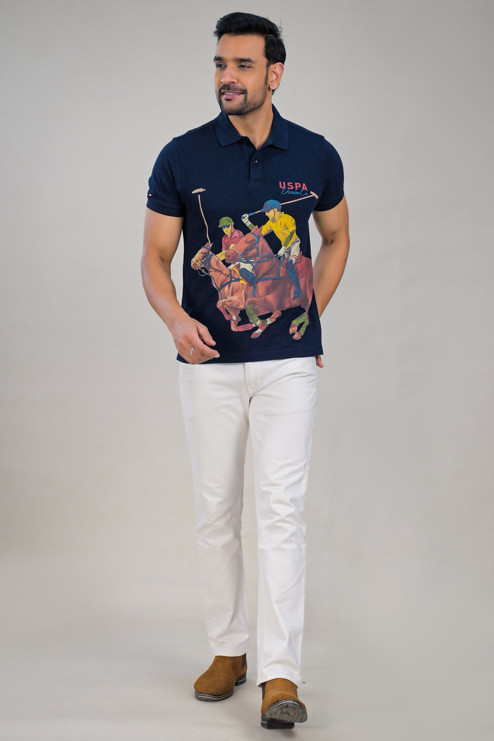 US Polo Mens Graphic Print Polo T-Shirt