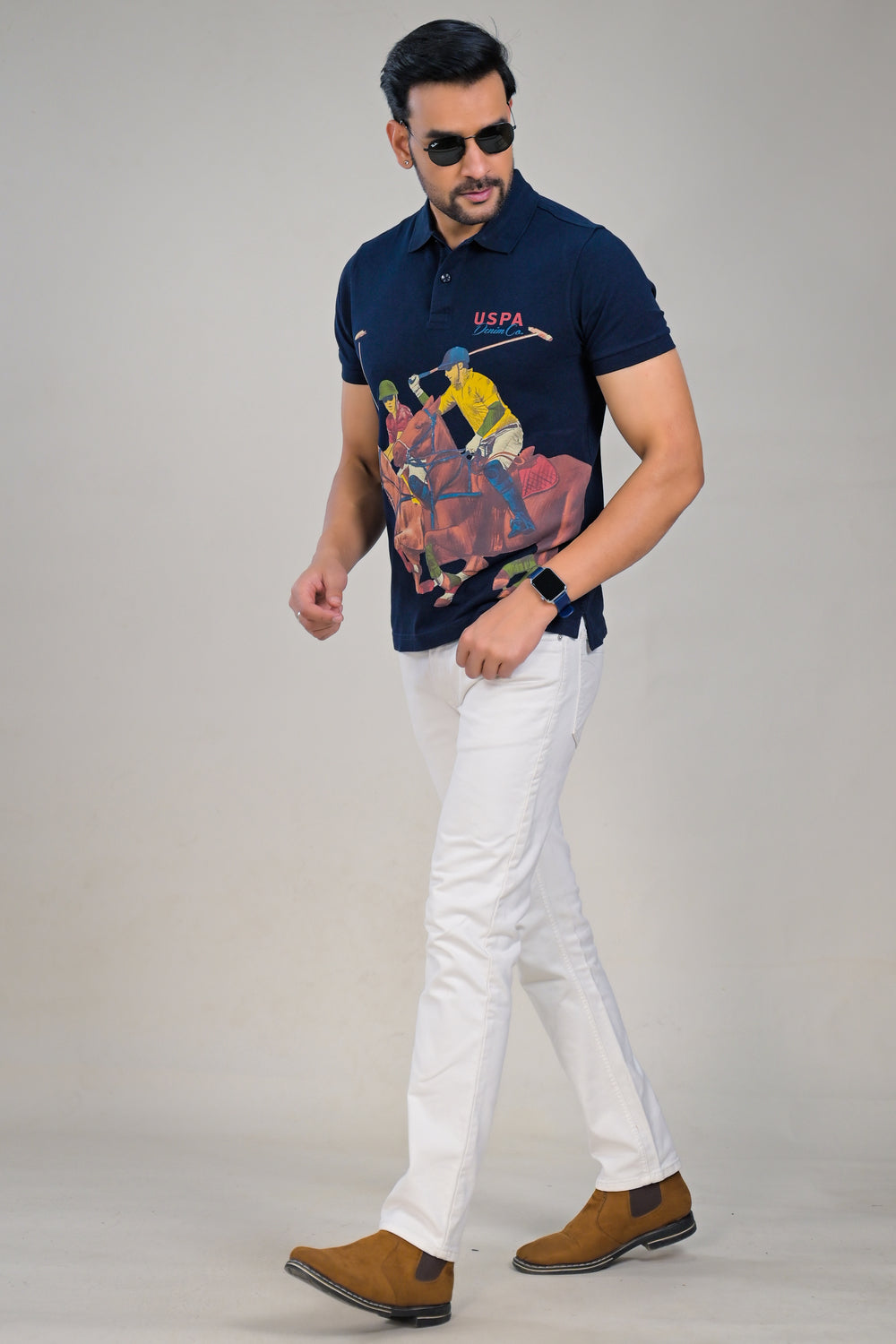 US Polo Mens Graphic Print Polo T-Shirt