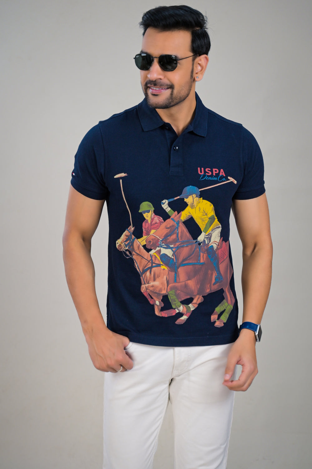 US Polo Mens Graphic Print Polo T-Shirt