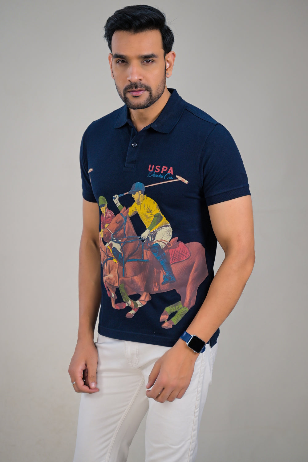 US Polo Mens Graphic Print Polo T-Shirt