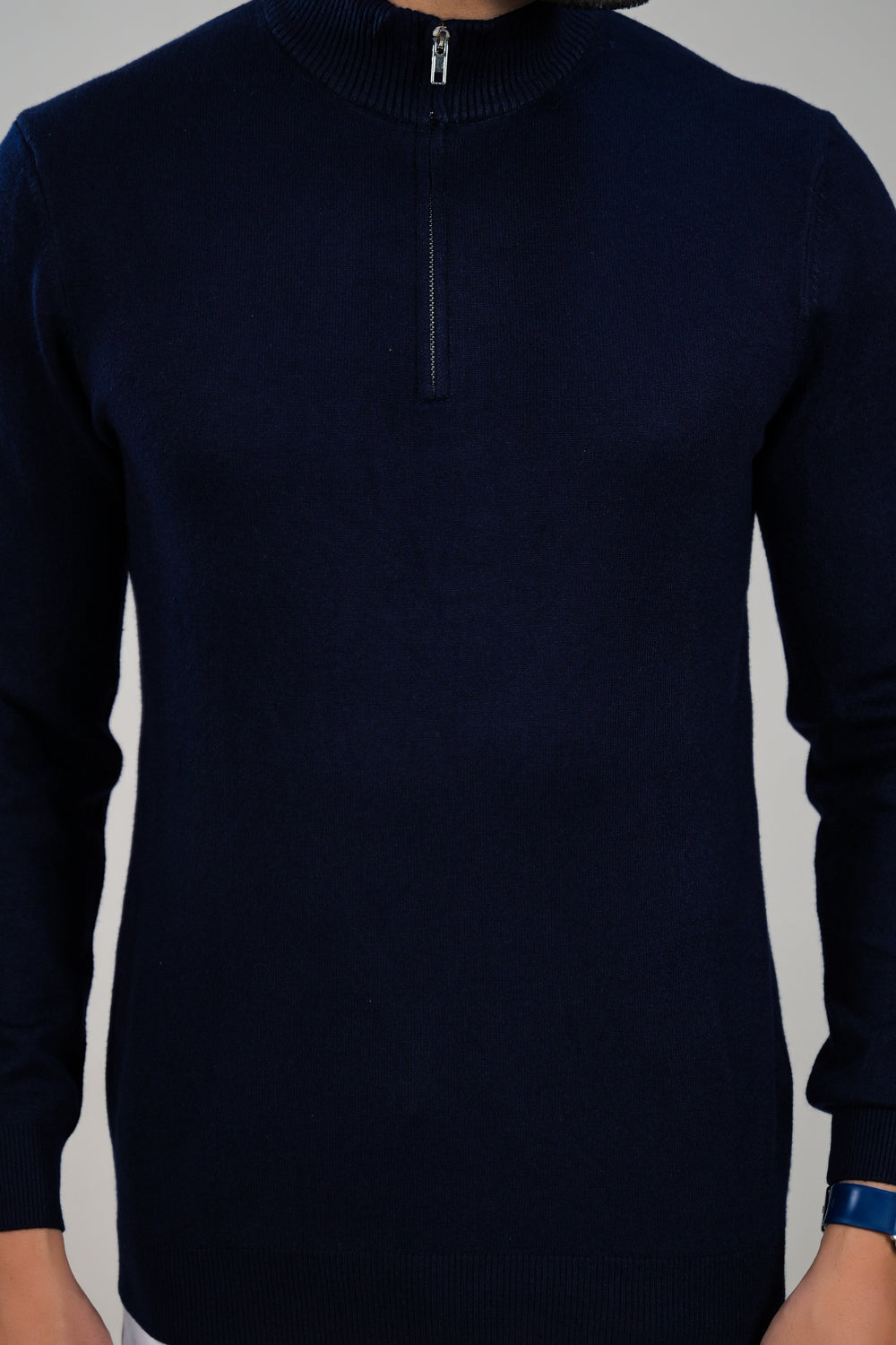 Soul Armor Solid High Neck Half Zip Woolen Sweater