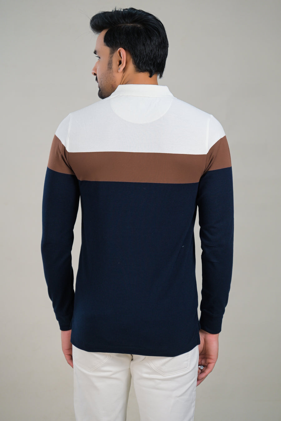 US Polo Mens Color Block Long Sleeve Polo t-shirt