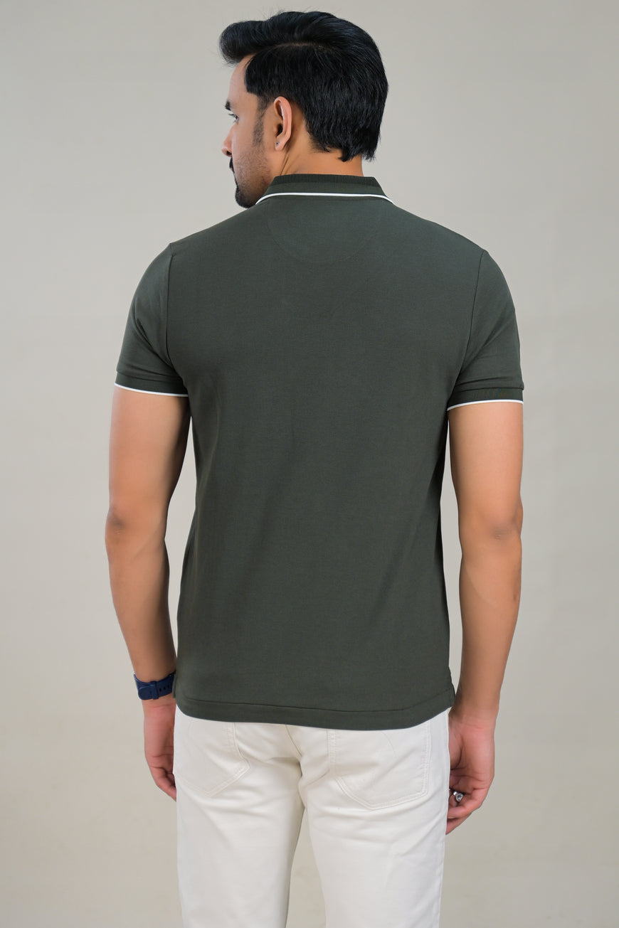 US Polo Mens Textured Knit Polo T-Shirt with Contrast Tipping