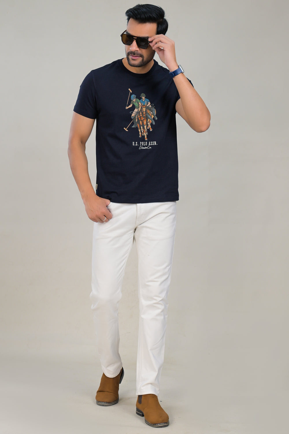 US Polo mens Graphic Print Round Neck T-Shirt