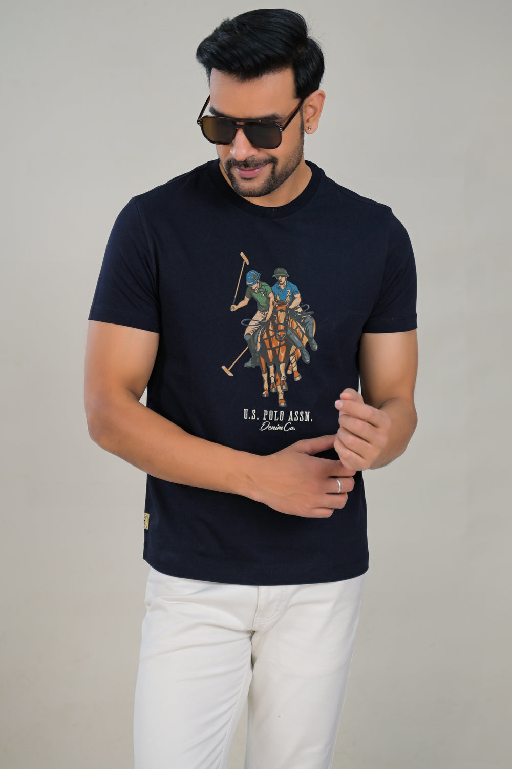 US Polo mens Graphic Print Round Neck T-Shirt