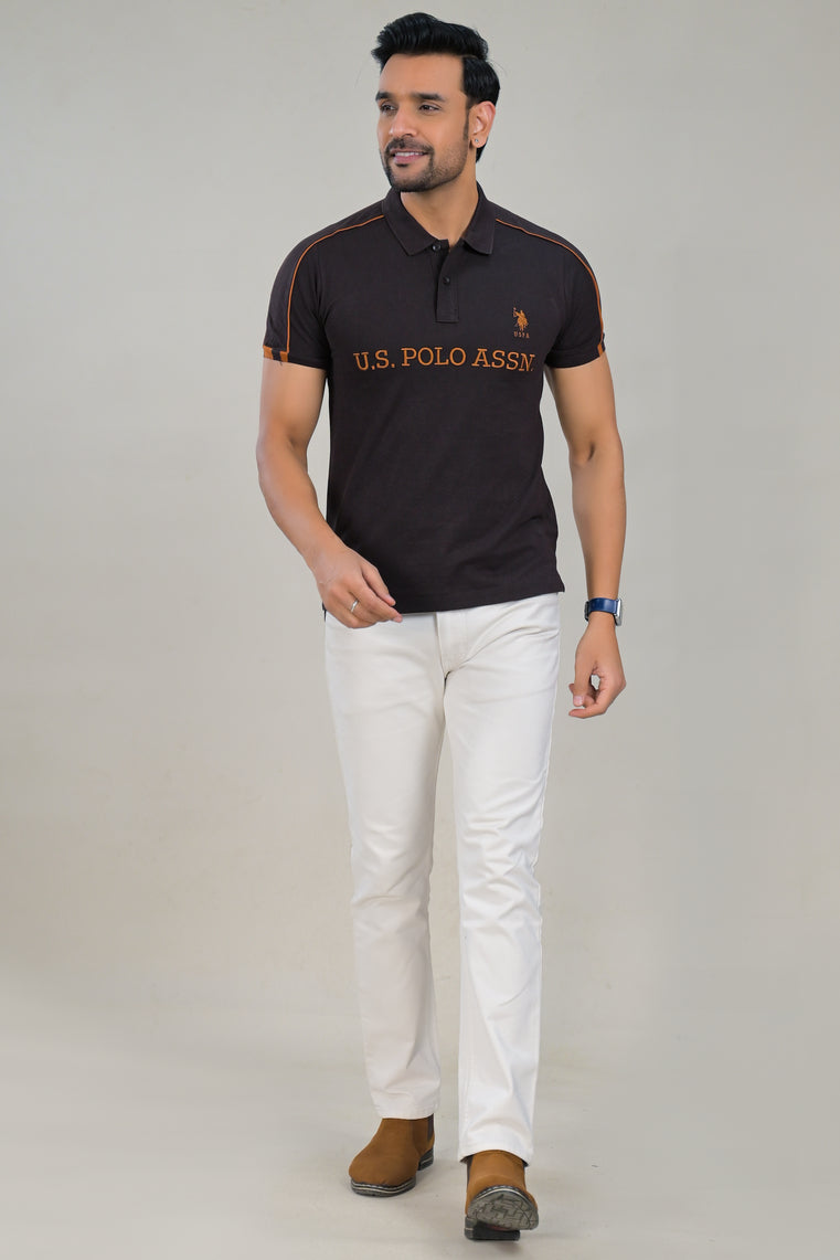 US Polo Mens Textured Logo Print Polo t-shirt