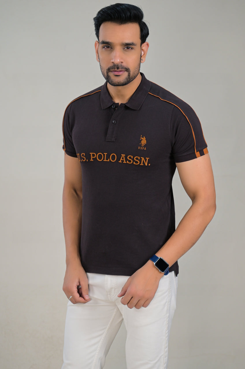 US Polo Mens Textured Logo Print Polo t-shirt