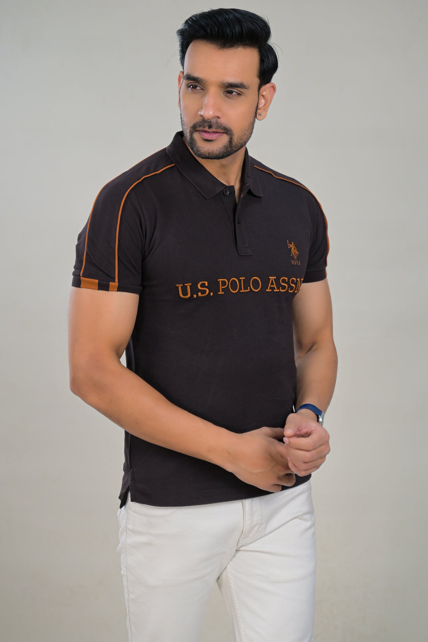 US Polo Mens Textured Logo Print Polo t-shirt