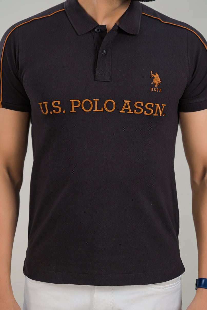 US Polo Mens Textured Logo Print Polo t-shirt