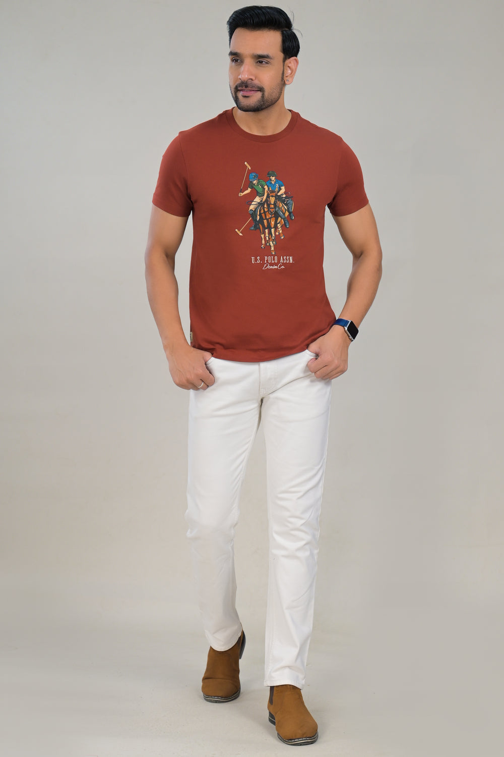 US Polo mens Graphic Print Round Neck T-Shirt