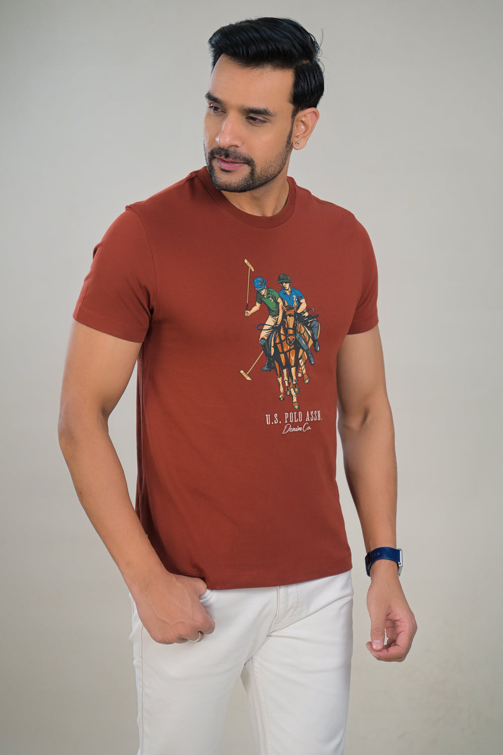 US Polo mens Graphic Print Round Neck T-Shirt