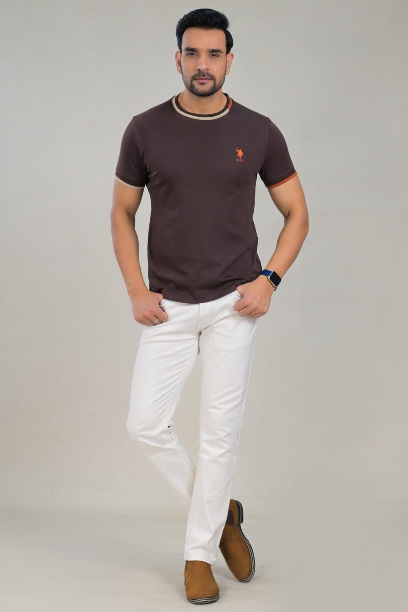 US Polo Mens Classic Solid Round Neck T-Shirt