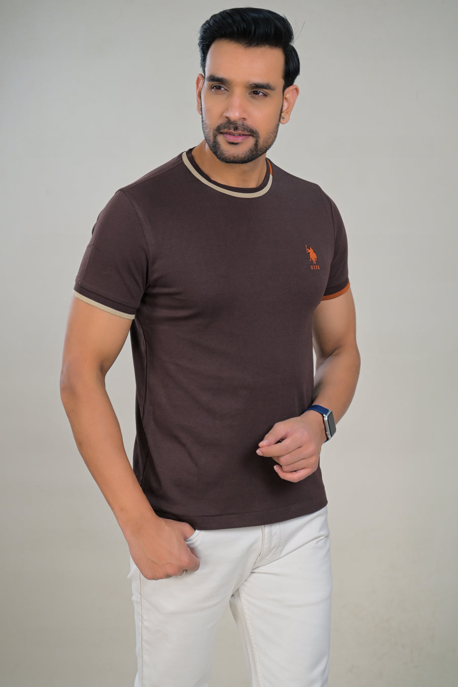 US Polo Mens Classic Solid Round Neck T-Shirt