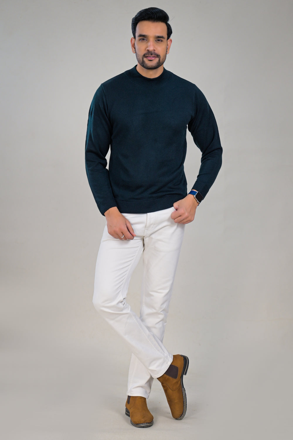 Elevate Classic Solid Turtle Neck Knit Mens Sweater