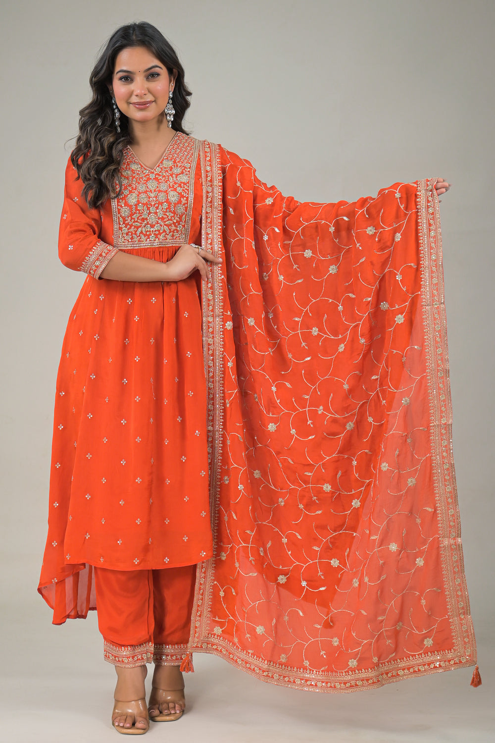 Soul Armor Embroidered Kurta Palazzo Set with Dupatta