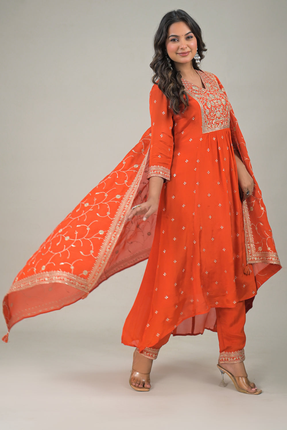 Soul Armor Embroidered Kurta Palazzo Set with Dupatta