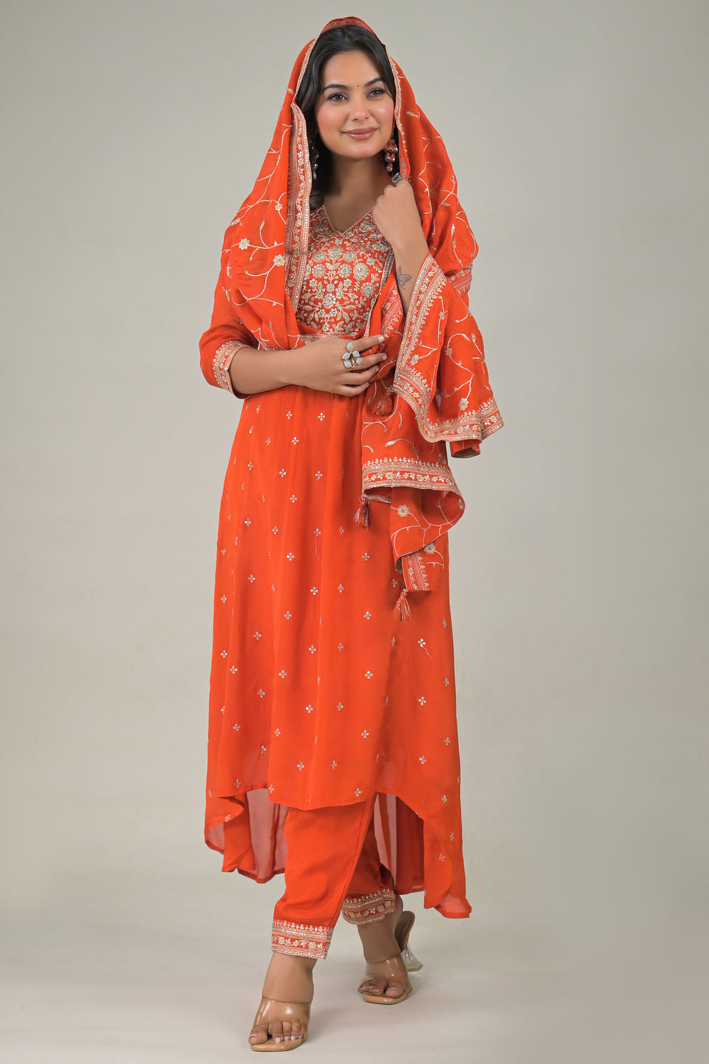 Soul Armor Embroidered Kurta Palazzo Set with Dupatta