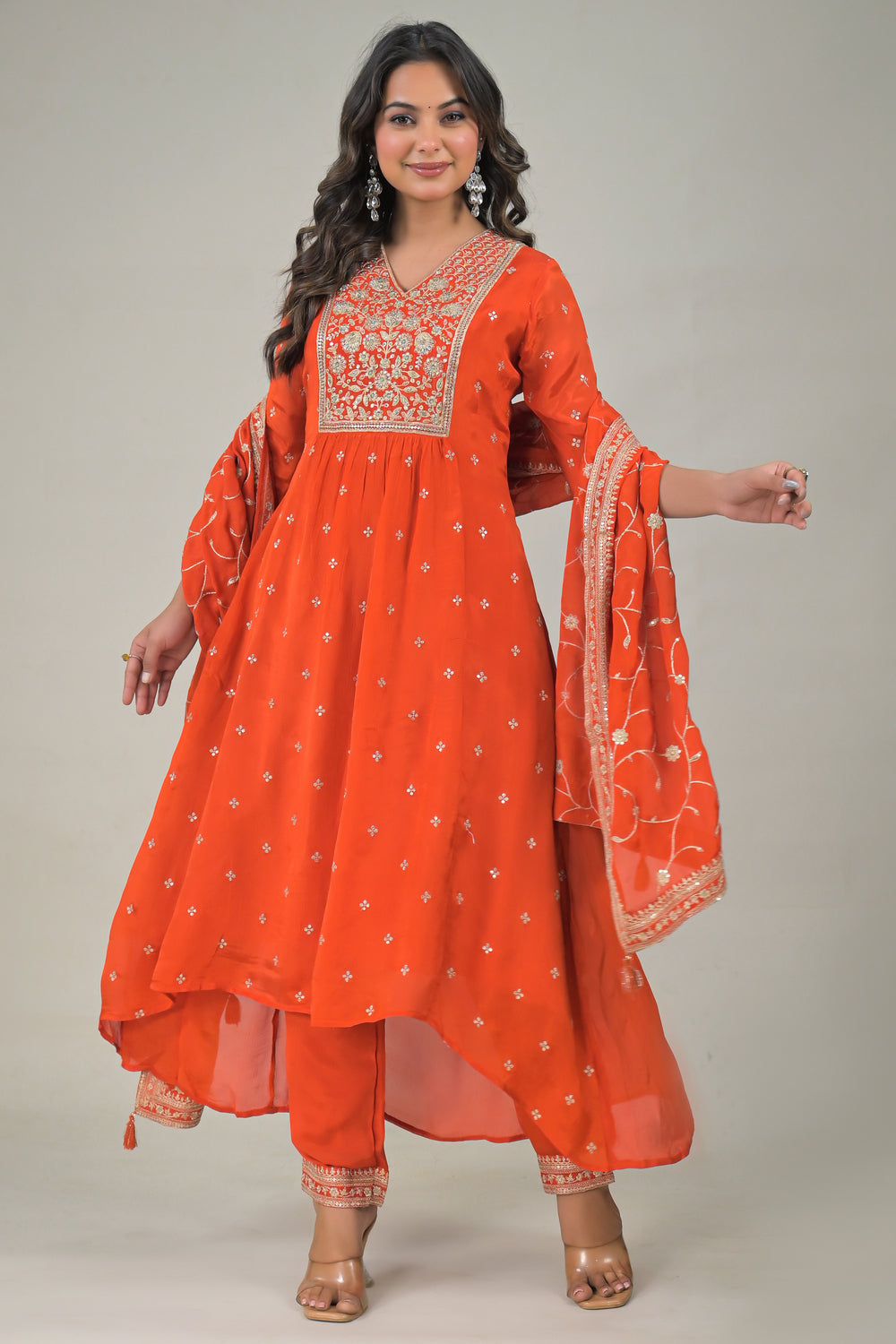 Soul Armor Embroidered Kurta Palazzo Set with Dupatta
