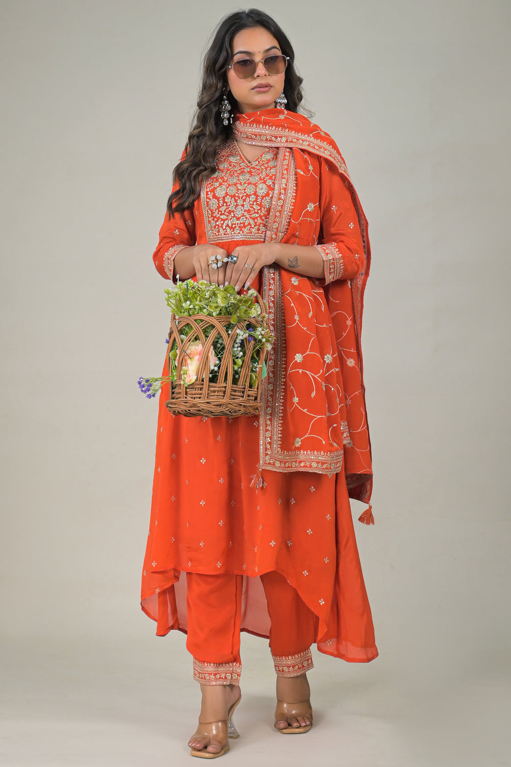 Soul Armor Embroidered Kurta Palazzo Set with Dupatta