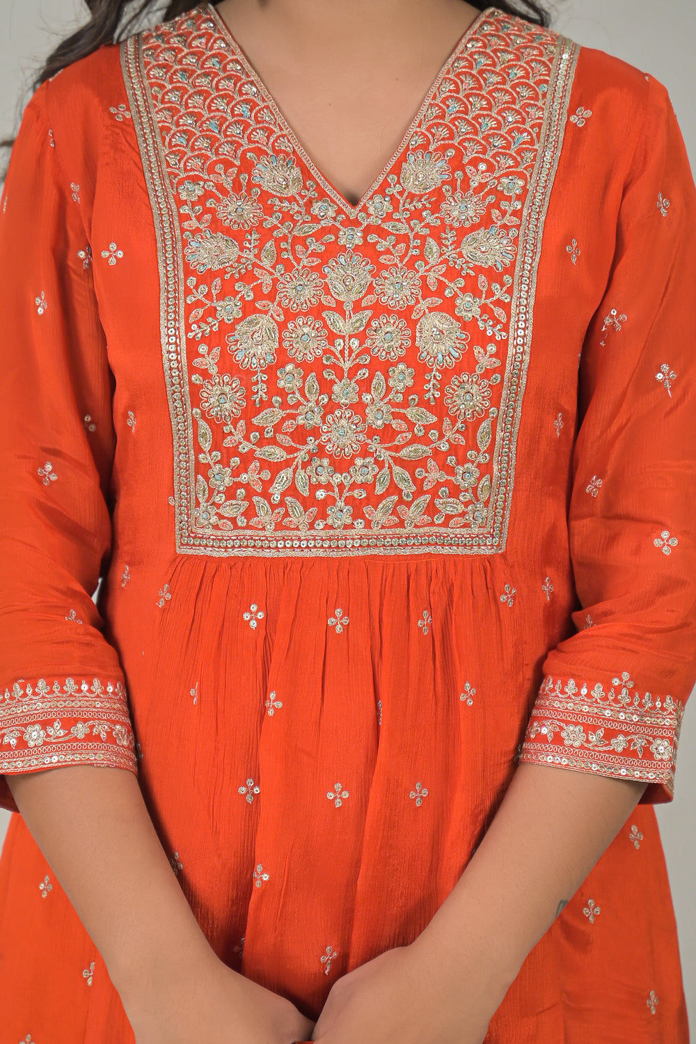 Soul Armor Embroidered Kurta Palazzo Set with Dupatta