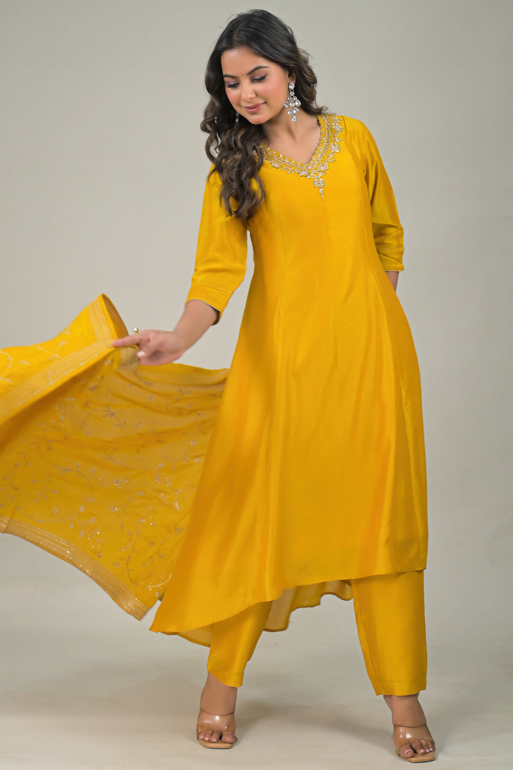 Soul Armor Embroidered Straight Kurta Set with Designer Dupatta