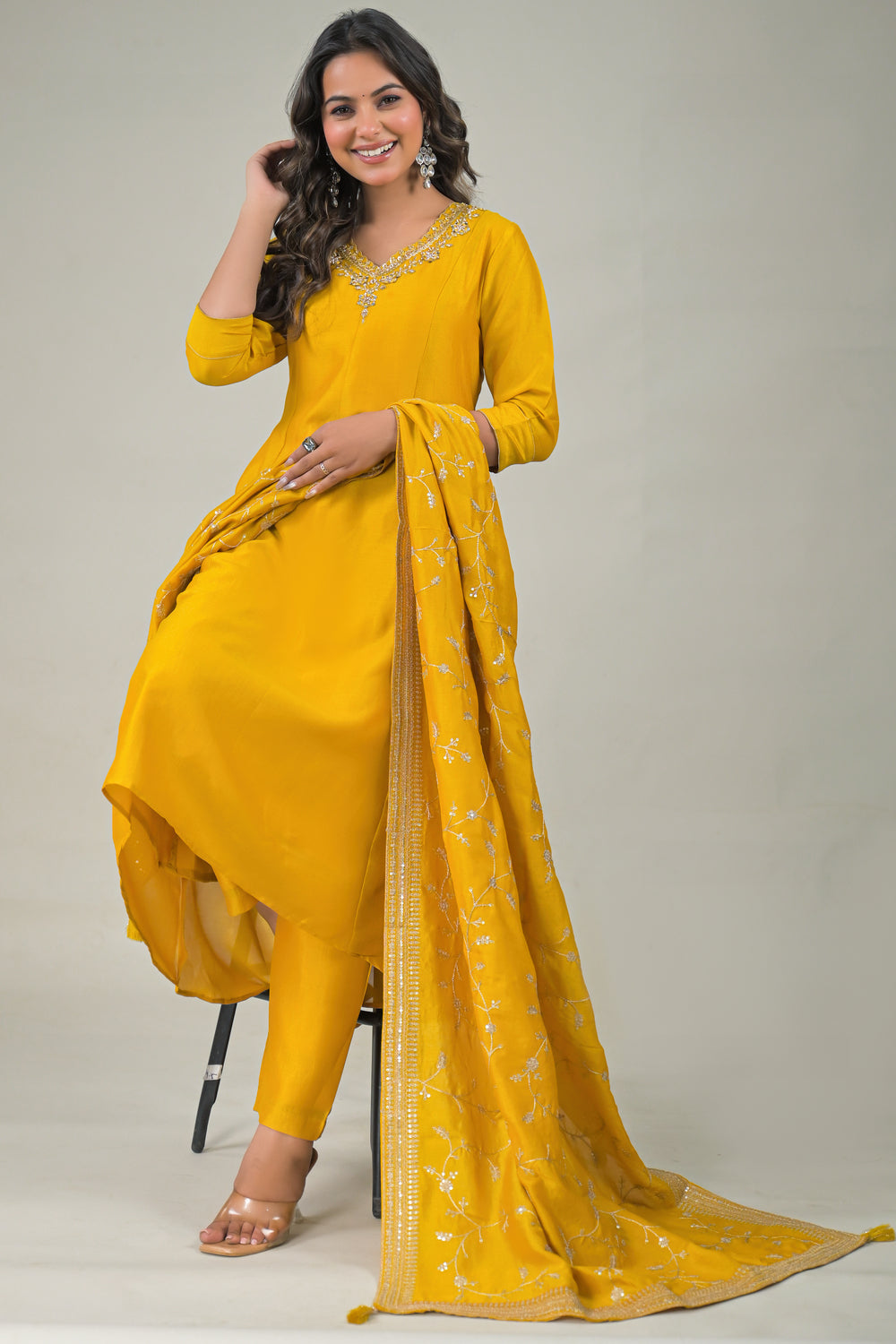 Soul Armor Embroidered Straight Kurta Set with Designer Dupatta