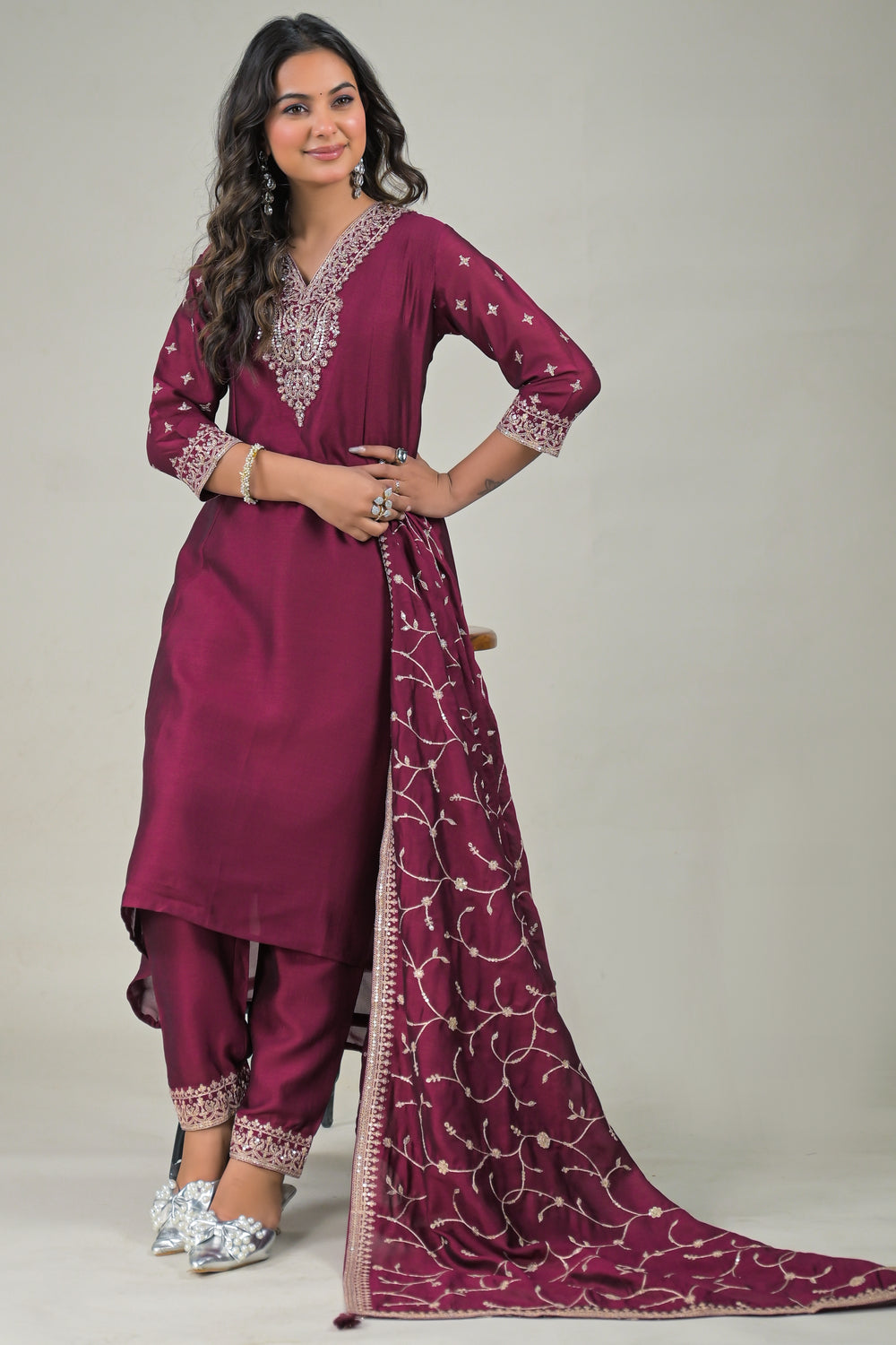 Soul Armor Designer Kurta Set with Heavy Embroidered Dupatta