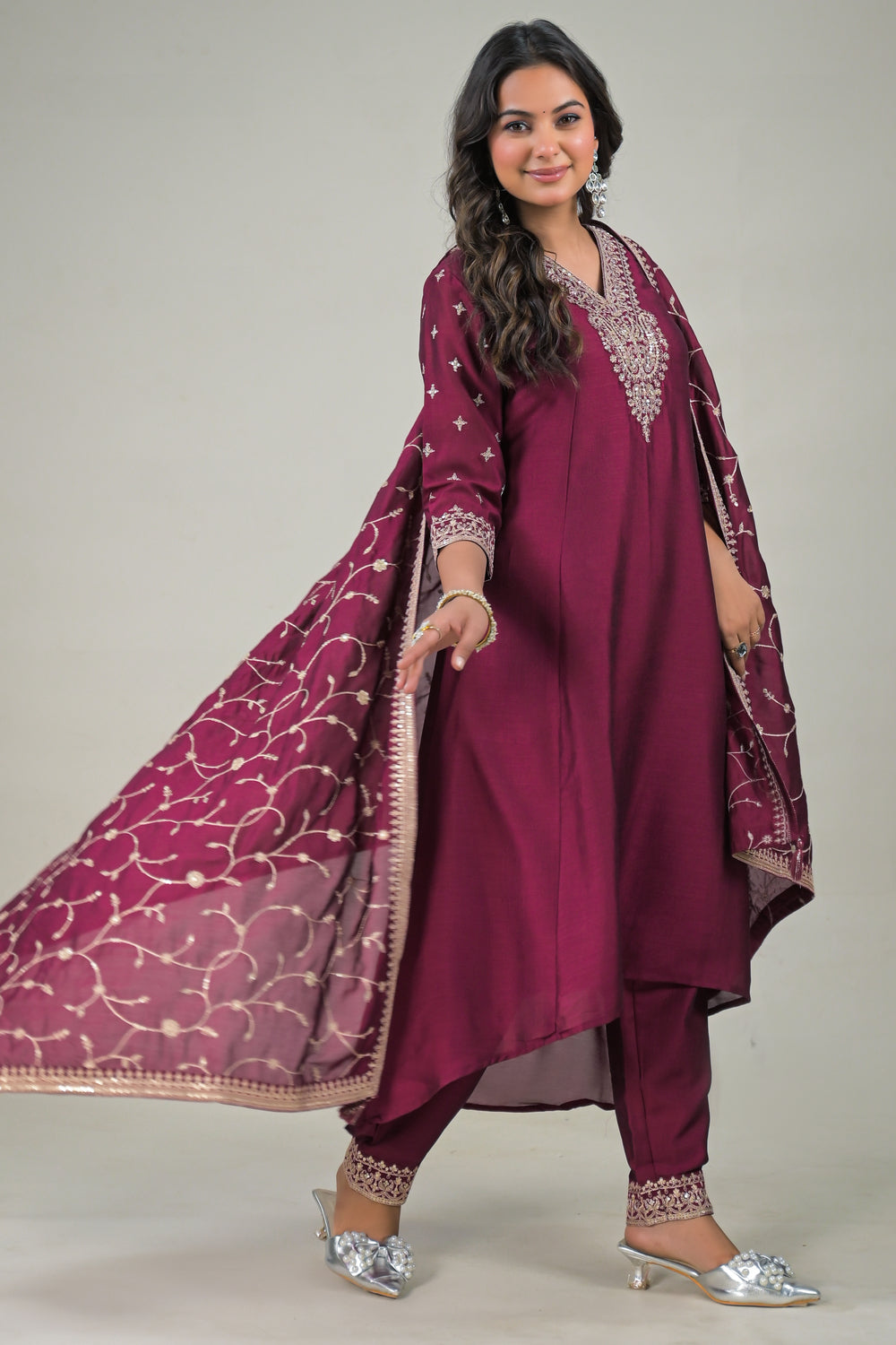 Soul Armor Designer Kurta Set with Heavy Embroidered Dupatta