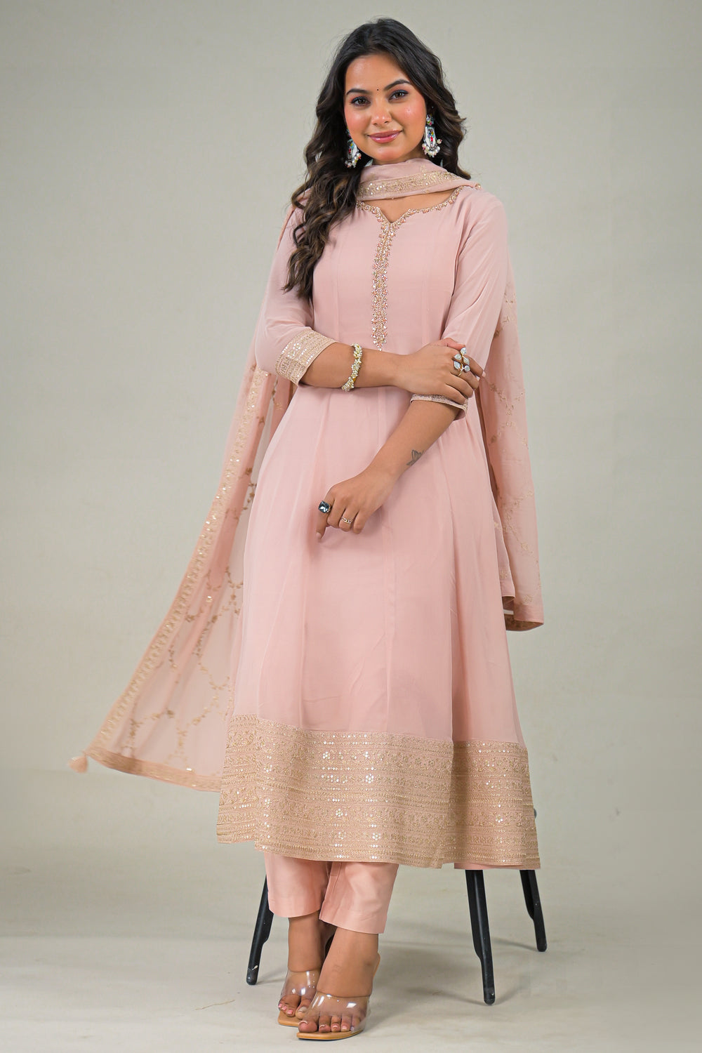 Soul Armor Embroidered Straight Kurta Set with Matching Dupatta