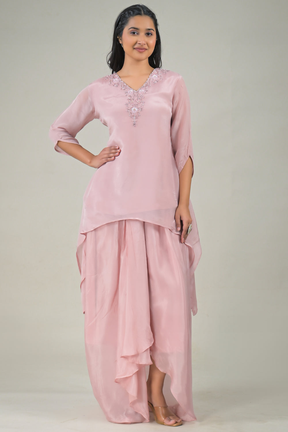 Soul Armor Elegant Solid Asymmetric Kurta Co-Ord Set