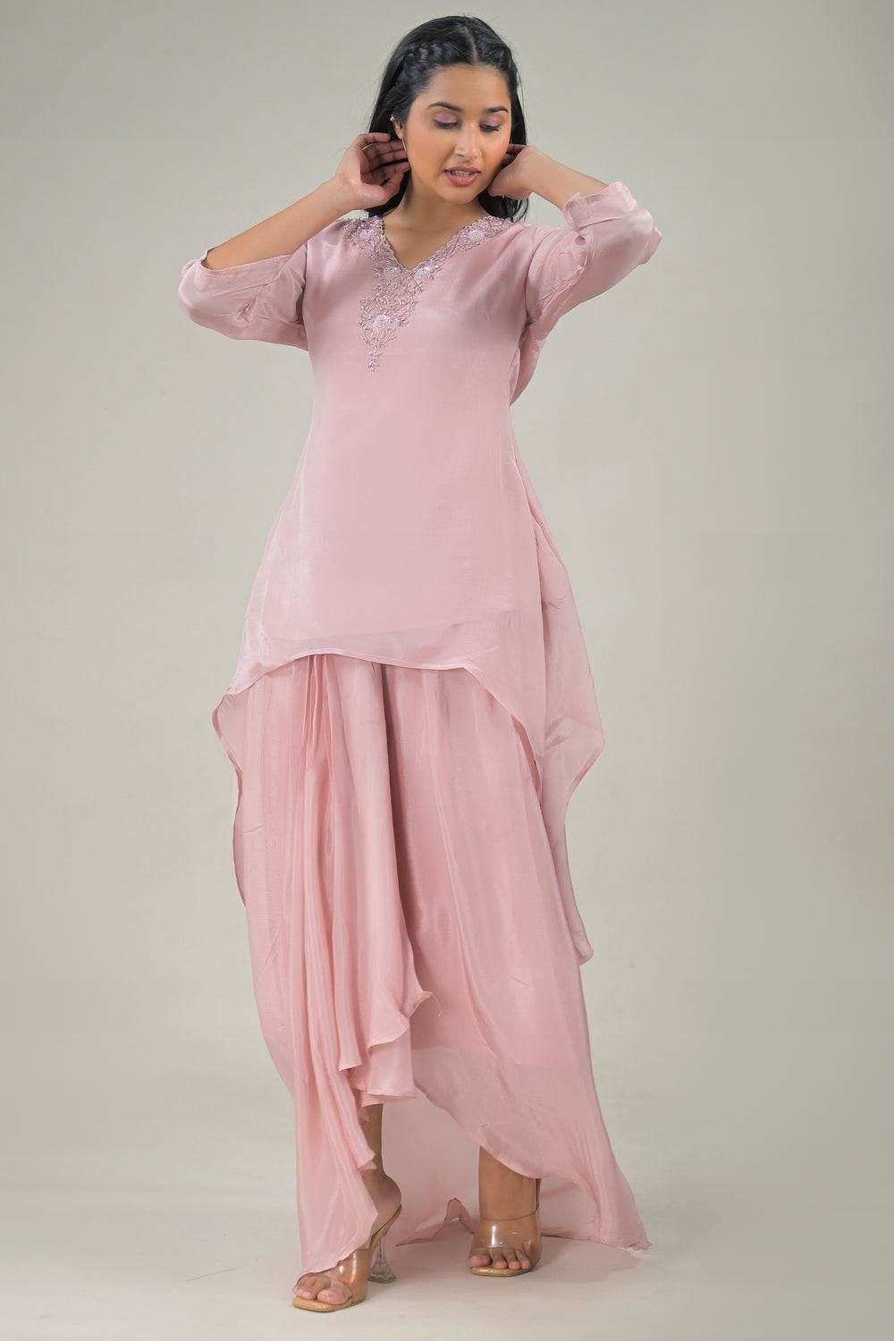 Soul Armor Elegant Solid Asymmetric Kurta Co-Ord Set