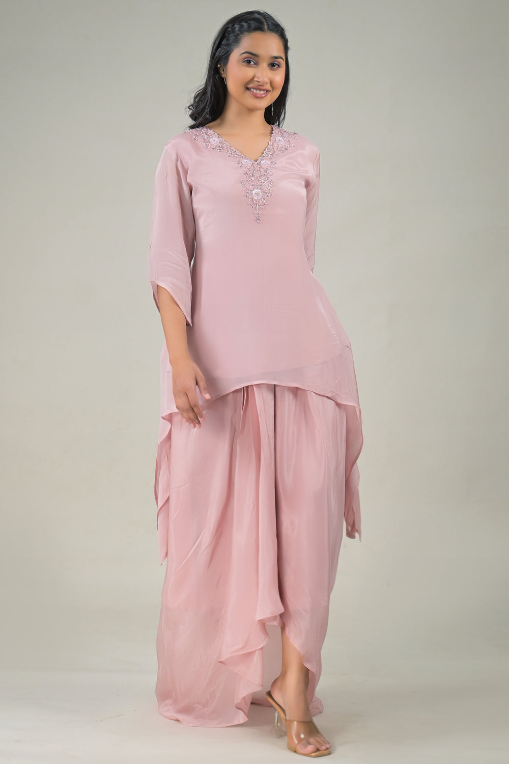 Soul Armor Elegant Solid Asymmetric Kurta Co-Ord Set