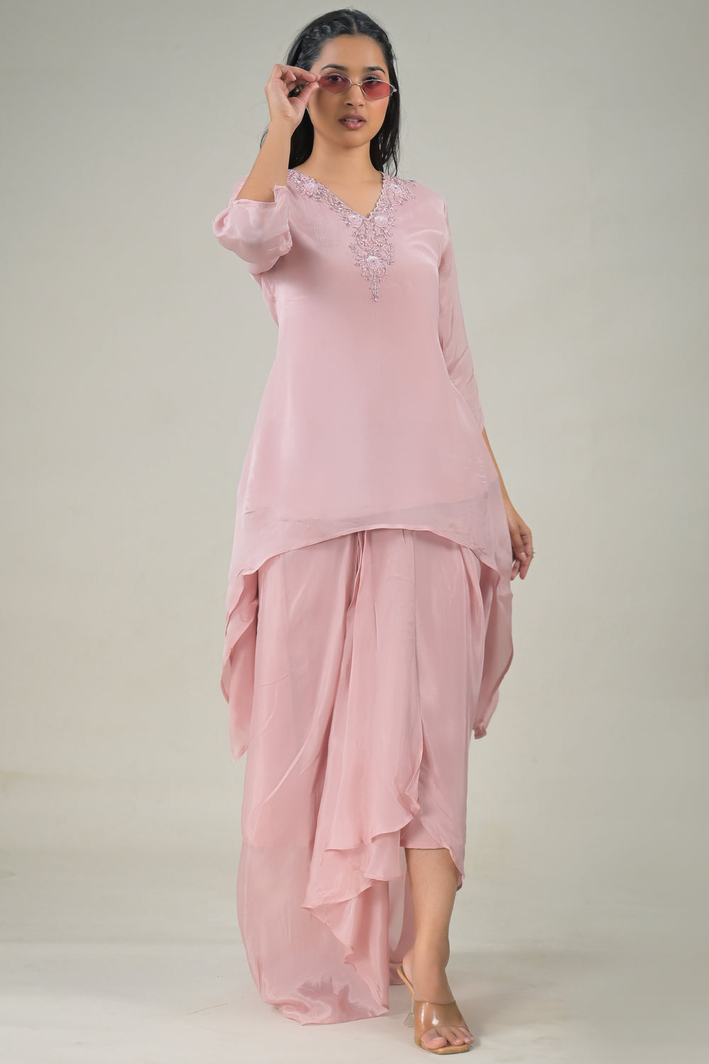 Soul Armor Elegant Solid Asymmetric Kurta Co-Ord Set