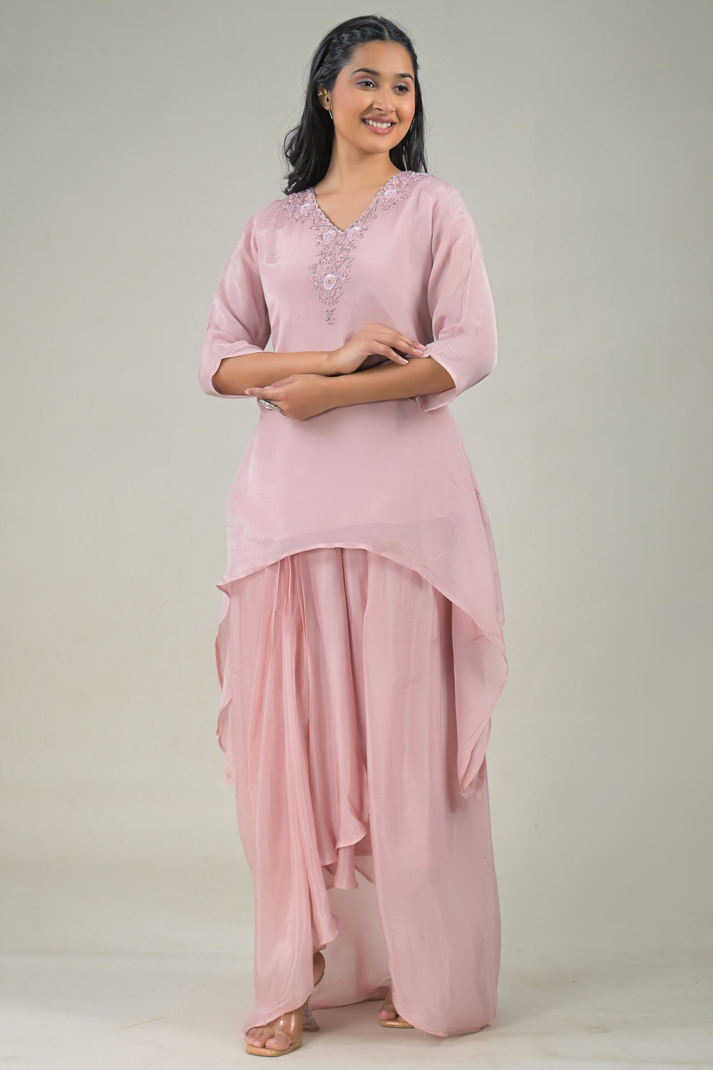 Soul Armor Elegant Solid Asymmetric Kurta Co-Ord Set