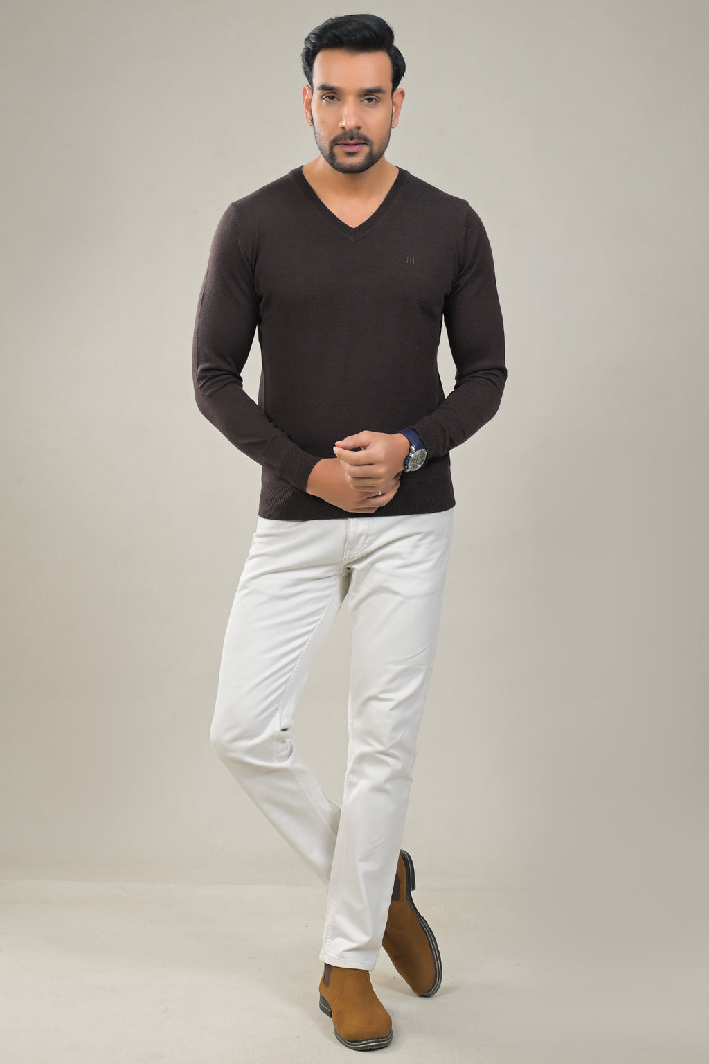 Raymond Solid V-Neck Knit Pullover Sweater