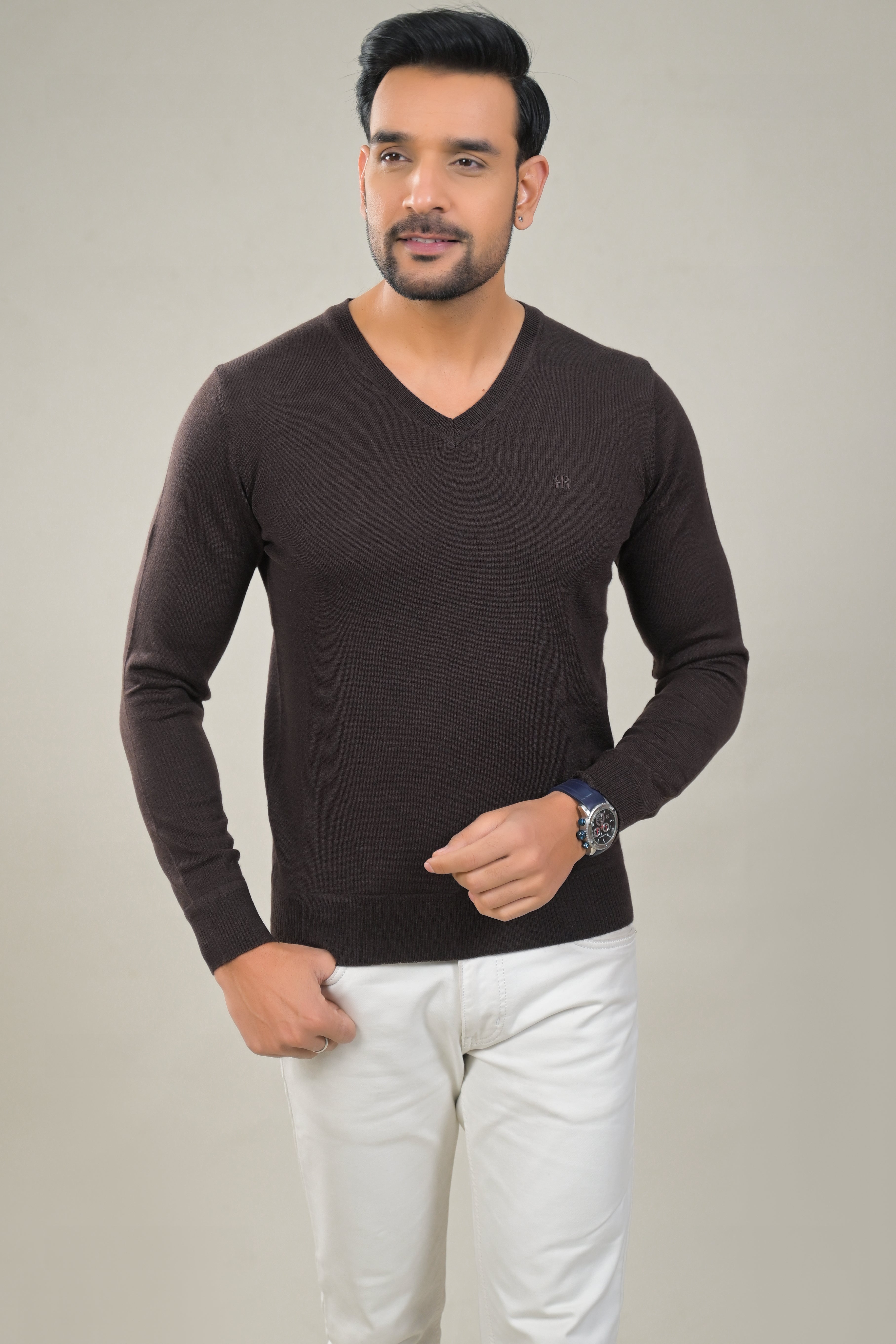 Raymond Solid V-Neck Knit Pullover Sweater