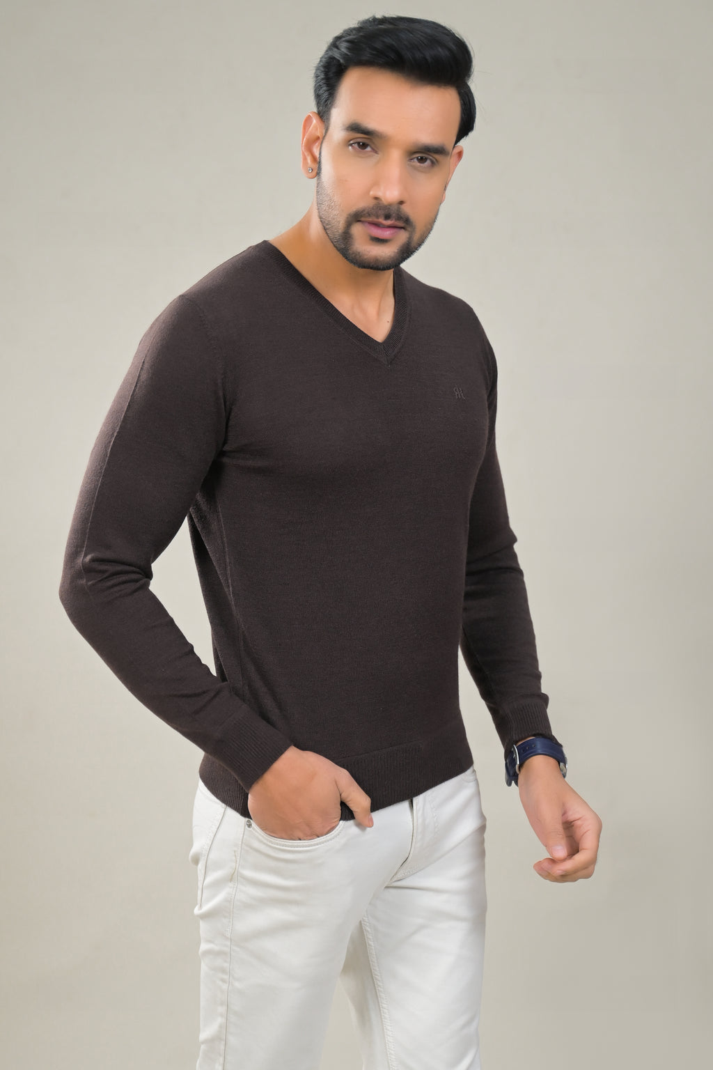 Raymond Solid V-Neck Knit Pullover Sweater